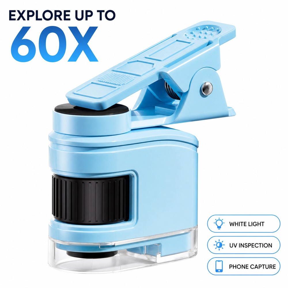 Kids Outdoor Microscope - Детский портативный мини-микроскоп 60X с держателем