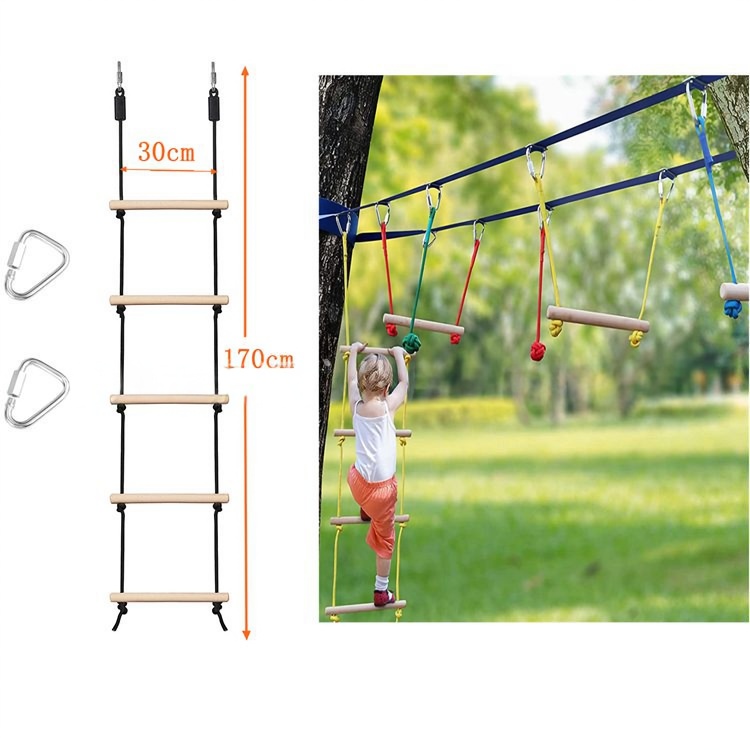 Kids Outdoor Wooden Playset - Детская веревочная лестница-качели для лазания, деревянная,