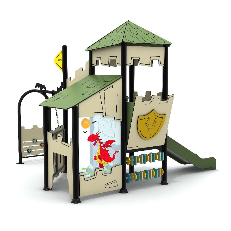 Kids Outdoor Wooden Playset - Деревянный уличный игровой комплекс с металлическим
