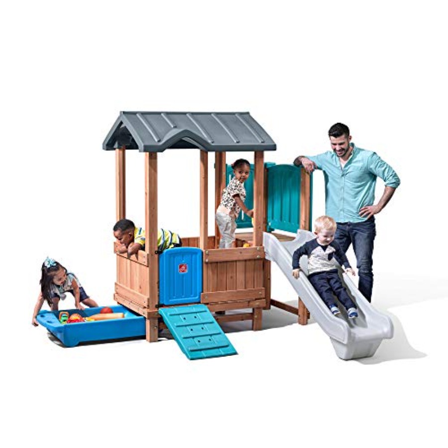Kids Outdoor Wooden Playset - Игровой домик и горка Woodland Adventure,