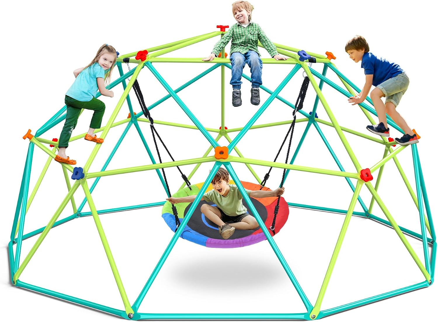 Kids Outdoor Swing Set - 10-футовый игровой комплекс-домик с качелями-тарелками для