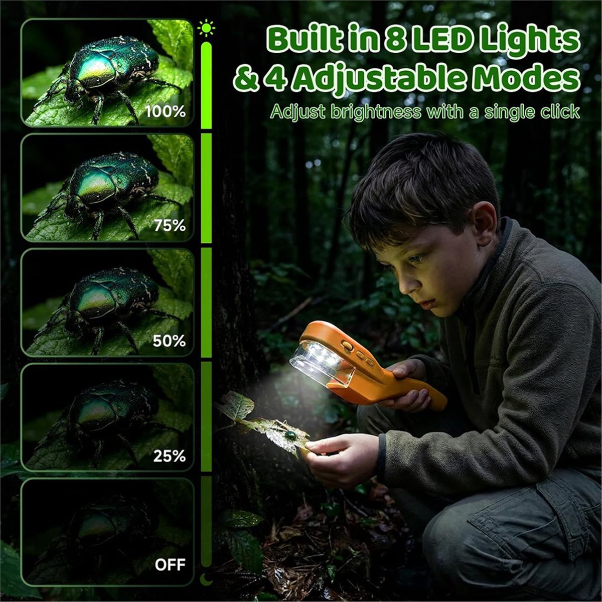 Kids Outdoor Microscope - Портативный микроскоп 500X для детей, экран