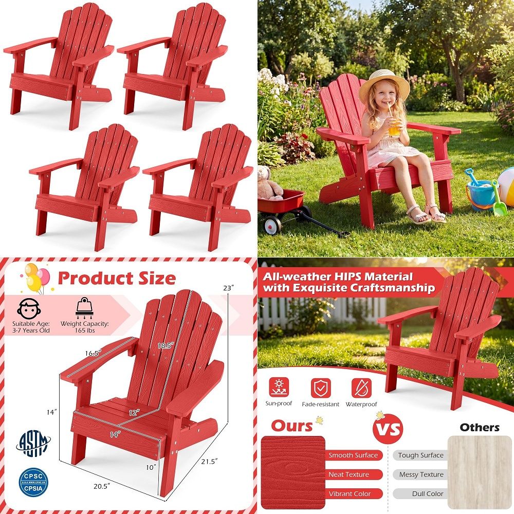 Kids Outdoor Adirondack Chair - Детское кресло Адирондак, всепогодное уличное кресло