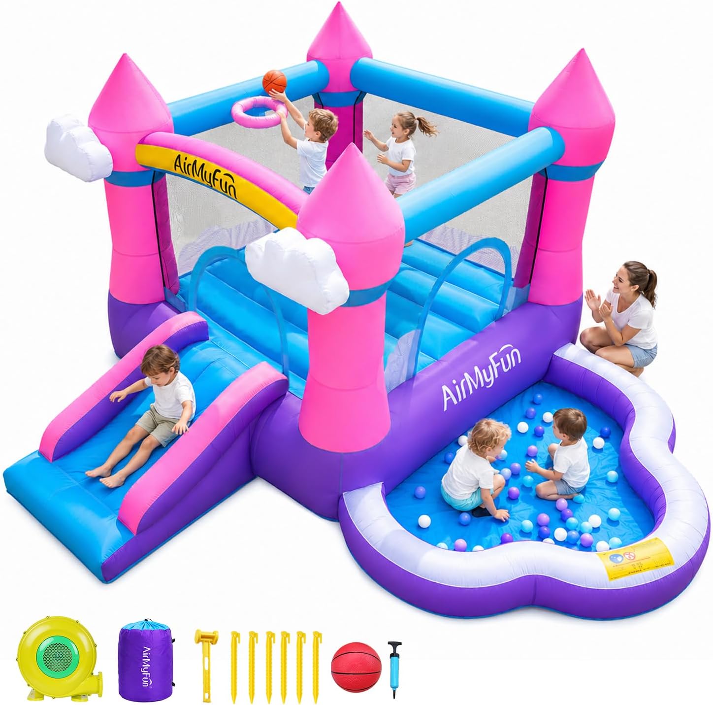 Розовый надувной батут для дет – обзор и цена Kids Outdoor Water